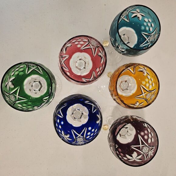 Set Of 6 Vintage JOSKA MOSEL Cut To Clear Wine Glasses New Vintage - Picture 5 of 14